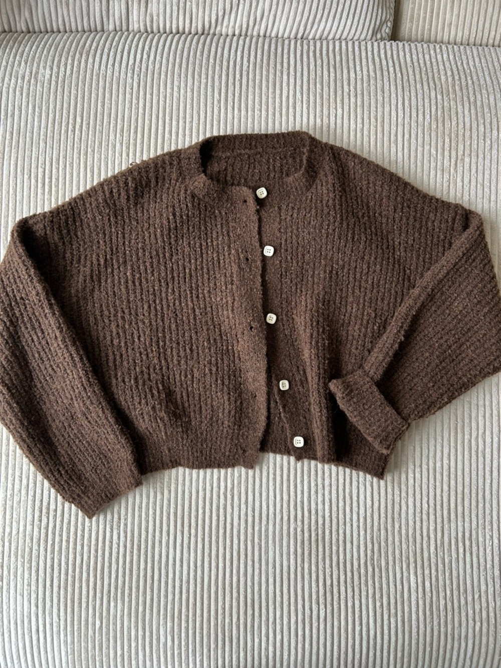 Cider Chocolate Brown Cropped Knit Cardigan